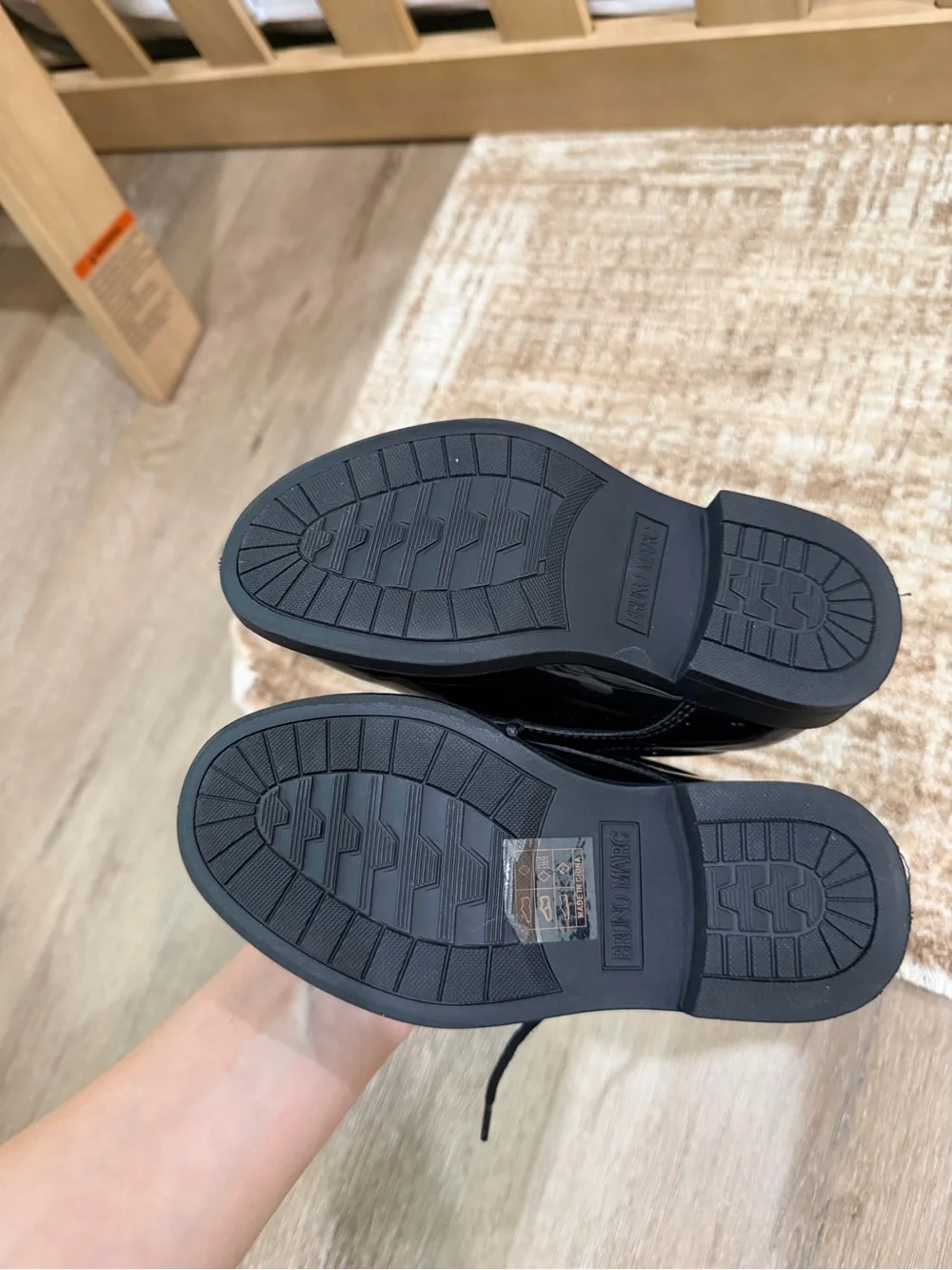 Kids Black Patent Lace-Up Dress Shoes